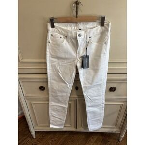 Ralph Lauren 105 Cigarette Jean White Was Skinny‎ NWT $378 Sz 27 Cotton Logo